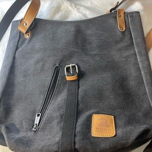 Fularuishi Black and Tan Canvas Tote